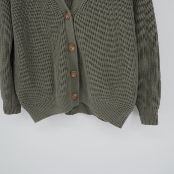 Quince 100% Organic Cotton Oversized Boyfriend Cardigan Agave Small Knit Cozy - Picture 6 of 12